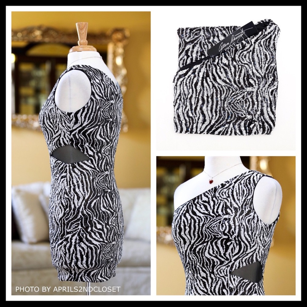 ABS SEQUIN ANIMAL PRINT MINI DRESS A3C - Picture 4 of 8